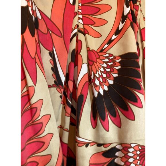 Worthington Skirt Womens 24W Satin Pink Floral Retro Zip Side Plus Size A Line - Picture 3 of 11